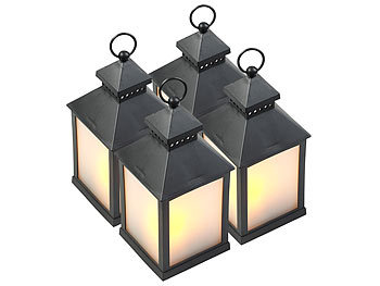 Lunartec mit (Outdoor 4er Laterne und Flammenspiel Timer realistischem Pack Lampen: mit Timer) LED-Laterne