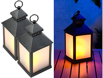 Flackerlicht LED: Lunartec 2er Pack LED-Laterne mit realistischem Flammenspiel und Timer