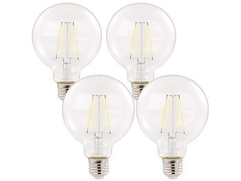 Luminea 4er-Set LED-Filament-Birnen, E27, E, 6 W, 806 lm, 345°