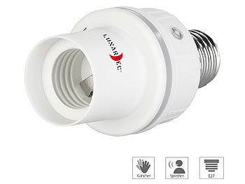 Klatsch Lampe: Lunartec Lampensockel-Adapter E27 auf E27 mit Helligkeits- und Geräuschsensor