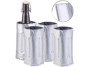 Weinkühler: infactory 4er-Set Flaschenkühler, für Ø 65 - 80 mm, Kühl- & Wärme-Gel