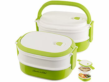 Meal Prep: Rosenstein & Söhne 2er-Set Lunchbox, 2 Etagen, Tragegriff, Clip-Deckel, BPA-frei, 700 ml