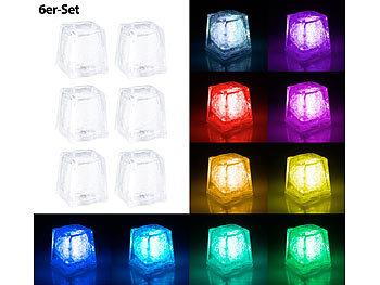 Lunartec 6er-Set Deko-Lichter im Eiswürfel-Look mit RGB-Farbwechsel-LED