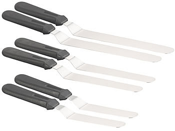 Torten-Glasur-Messer: Rosenstein & Söhne 6er-Set Edelstahl-Winkelpaletten in 3 Größen mit ergonomischen Grif