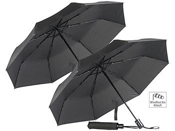 PEARL 2er-Set Automatik-Taschen-Regenschirme, bis 40 km/h, Ø 100 cm