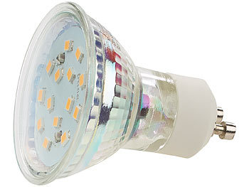 Luminea LED-Spotlight, Glasgehäuse, GU10, 2,5 Watt, 230 V, 300 lm, warmweiß