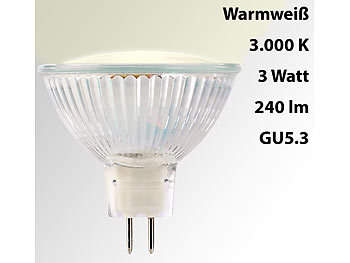 Luminea LED-Spotlight, Glasgehäuse, GU5.3, 2,5W, 240 lm, warmweiß, A+