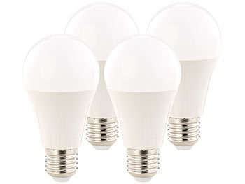 Glühbirne E27 LED: Luminea LED-Lampe, 12W, E27, warmweiß, 2700K, 1055 lm, 160°, 4er-Set