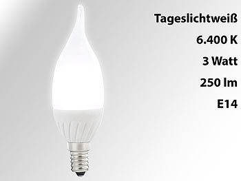 Luminea Geschwungene LED-Kerzenlampe, 3 W, E14, Ba35-P, tageslichtweiß