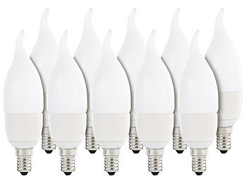 Luminea Geschwungene LED-Kerzenlampe, 6W, E14, Ba35,warmweiß, 10er-Set