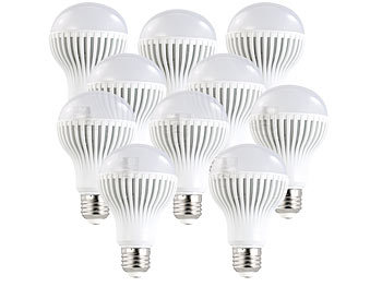 Luminea LED-Lampe, 9W, E27, warmweiß, 3000 K, 585 lm, 10-er Set