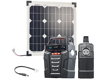 revolt Powerbank & Solar-Konverter mit 20-W-Solarzelle & Anschlusskabel, 75Ah