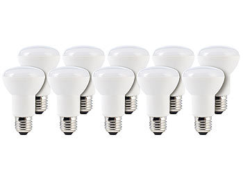 Luminea LED-Reflektor E27, R63, 8 W, 600 lm, tageslichtweiß 6400 K, 10er-Set