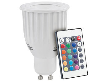 Luminea Farbwechselnder LED-Spot (RGB-LED) mit Fernbedienung, GU10