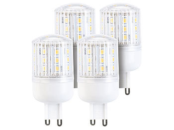 Luminea LED-Kolben, G9, 3 W, 230 lm, 350°, warmweiß, 4er-Set