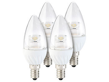 Luminea Klare LED-Kerze, E14, 4 W, 300 lm, warmweiß, 160°, 4er-Set