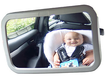 Baby Sicherheit Auto KFZ Rücksitzspiegel Rückspiegel mit Beleuchtung 6 x LED 