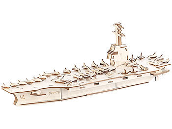 Holz-Puzzle: Playtastic 3D-Bausatz Flugzeugträger aus Holz, 117-teilig
