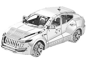Modellbausatz Metall: Playtastic 3D-Bausatz Auto aus Metall im Maßstab 1:50, 49-teilig