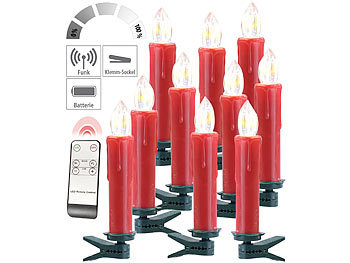 Lunartec FUNK-Weihnachtsbaum-LED-Kerzen mit Fernbedienung, 30er-Set, rot