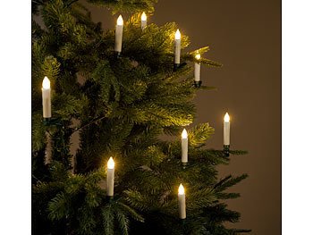 Lunartec FUNK-Weihnachtsbaum-LED-Kerzen, Fernbedienung, 10er-Set, golden
