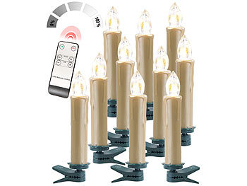 Lunartec FUNK-Weihnachtsbaum-LED-Kerzen, Fernbedienung, 30er-Set, golden
