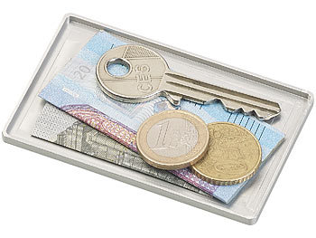 Xcase Geld- und Schlüssel-Einschubfach für Kreditkarten-Etuis, silbern