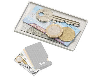 Münzfach 3er-Set Geld silbern & Schlüssel-Einschubfach für Kreditkarten-Etuis 