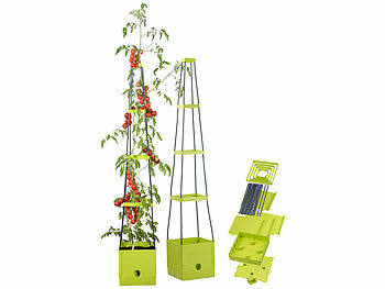 Tomatenturm: Royal Gardineer 2er-Set Pflanz-Türme mit Rankhilfe für Tomaten, mit 2,5-l-Wassertank