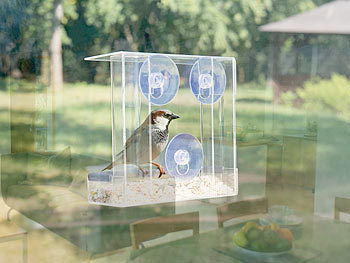 Royal Gardineer Futterhäuschen: Vogel-Futterhaus aus Acryl mit 2