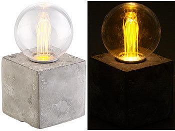 Betonsockel Lampe: Lunartec Deko-Tischleuchte mit LED und Beton-Sockel, USB- oder Batteriebetrieb