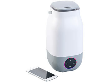 newgen medicals Ultraschall-Luftbefeuchter, kompat. zu Amazon Alexa & Google Assistant