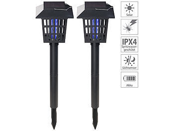 Royal Gardineer 2in1-Solar-LED-Gartenlicht & Insekten-Vernichter,1 UV-LED,IPX4,2er Set