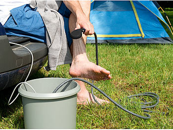 Tragbar Reisen Camping Dusche Außen Wasserpumpe Wiederaufladbar 12V Düse Set 