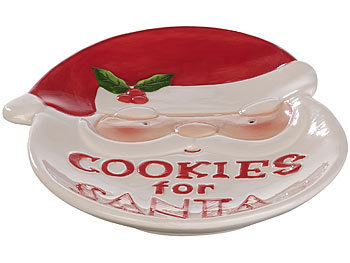 infactory Keks-Teller mit Weihnachtsmann-Motiv & Aufschrift "Cookies for Santa"