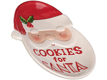 infactory Keks-Teller mit Weihnachtsmann-Motiv & Aufschrift "Cookies for Santa"
