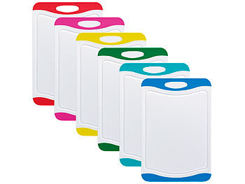 Schneidebrett BPA frei: Rosenstein & Söhne 6er-Set Schneidebretter in 6 Farben, antibakteriell, je 29 x 20 cm