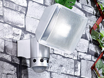 Sparsame LED-Strahler: Luminea LED-Fluter, Aluminium, 13,5 Watt, IP44, mit Bewegungssensor