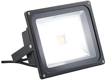 Luminea LED-Fluter 30 W, schwarz, IP65, Lichtfarbe warmweiß