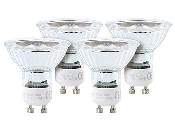 Luminea COB-LED-Spotlight, GU10, 5 W, 400 lm, warmweiß, 4er-Set