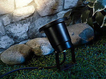 Luminea Gartenspots: Indoor-Pflanzenstrahler, einflammig, GU10, schwarz