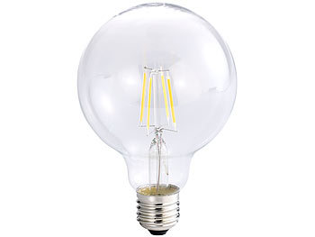 Luminea LED-Filament-Globelampe, G95, A++, E27, 6 W, 600lm, 360°, 6400K