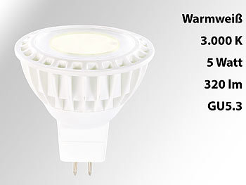 Luminea High-Power LED-Spot, GU5.3, warmweiß, 5 W, 320 lm