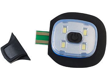 Lunartec Schwarze Strickmütze mit LED-Licht und USB-Ladefunktion