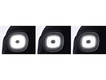 Lunartec Mütze LED: Schwarze Strickmütze mit LED-Licht