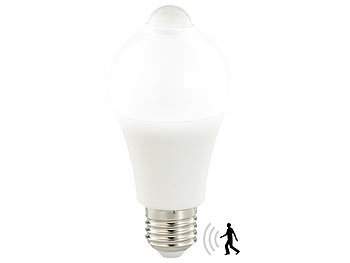 Luminea LED-Lampe mit PIR-Sensor, 6,5 Watt, E27, 444 Lumen, weiß, 3er-Set