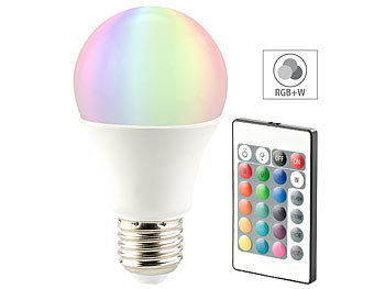 Luminea LED-Lampe in RGB + Warmweiß, E27, 10 Watt, Fernbedienung, 4er-Set