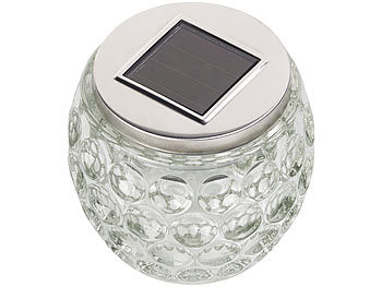 Lunartec Solar-LED-Windlicht, Glas, tolles Lichtmuster, IP44, Ø 10 cm, 2er-Set