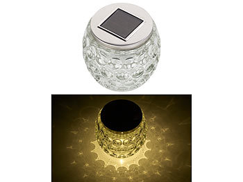 Lunartec Solar-LED-Windlicht, Glas, tolles Lichtmuster, IP44, Ø 10 cm, 2er-Set