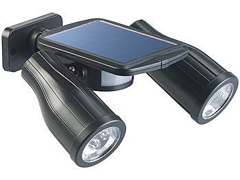 Lunartec Solar-Strahler mit 2 LED-Lampen und PIR-Sensor, IP44